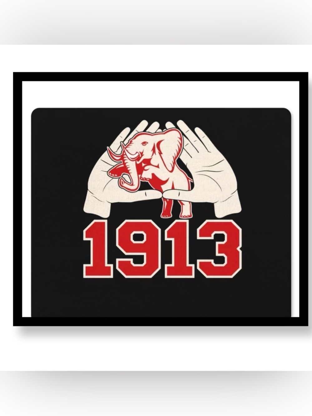 1913 Delta Elephant 1913 Graphic Mousepad  - Black with Red & Cream